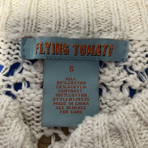Flying Tomato Ivory Full Zip Crochet Cardigan Sweater Size S - Picture 3 of 5